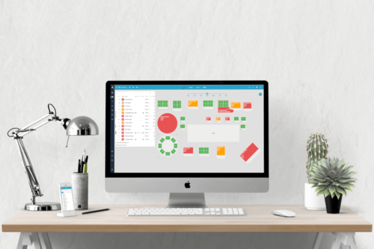 Resengo Plan de Table Une image de ce à quoi ressemble le plan de table Resengo en pratique sur un ordinateur.
